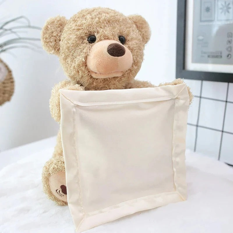 Interactive Plush Toy with Peek-A-Boo Motion and Soothing Melodies, USB Rechargeable