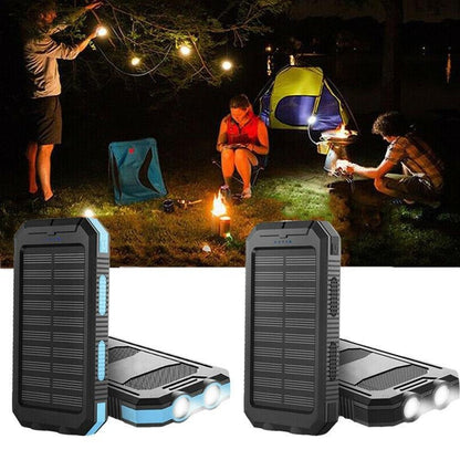 Solar Power Bank 500000mAh with Dual USB Ports and Built-in LED Lights, IP44 Waterproof