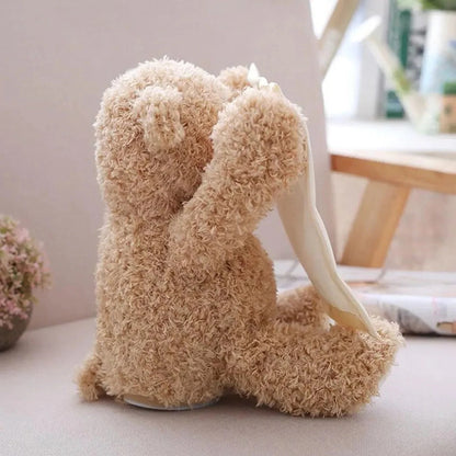 Interactive Plush Toy with Peek-A-Boo Motion and Soothing Melodies, USB Rechargeable
