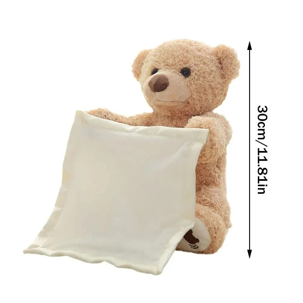 Interactive Plush Toy with Peek-A-Boo Motion and Soothing Melodies, USB Rechargeable