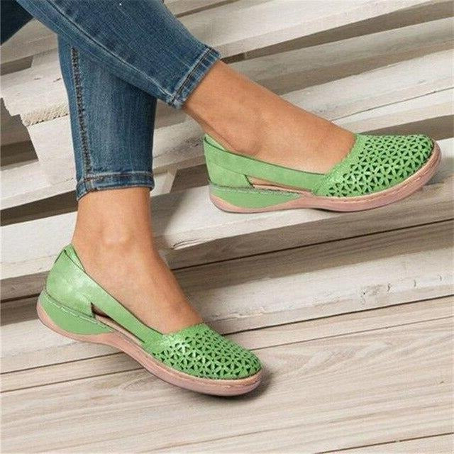 Wide Toe Box Moccasin Flats with Crossover Upper and Anatomical Insole
