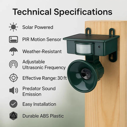 Solar Motion Sensor Bird Repeller with Predator Sound and Adjustable Frequency