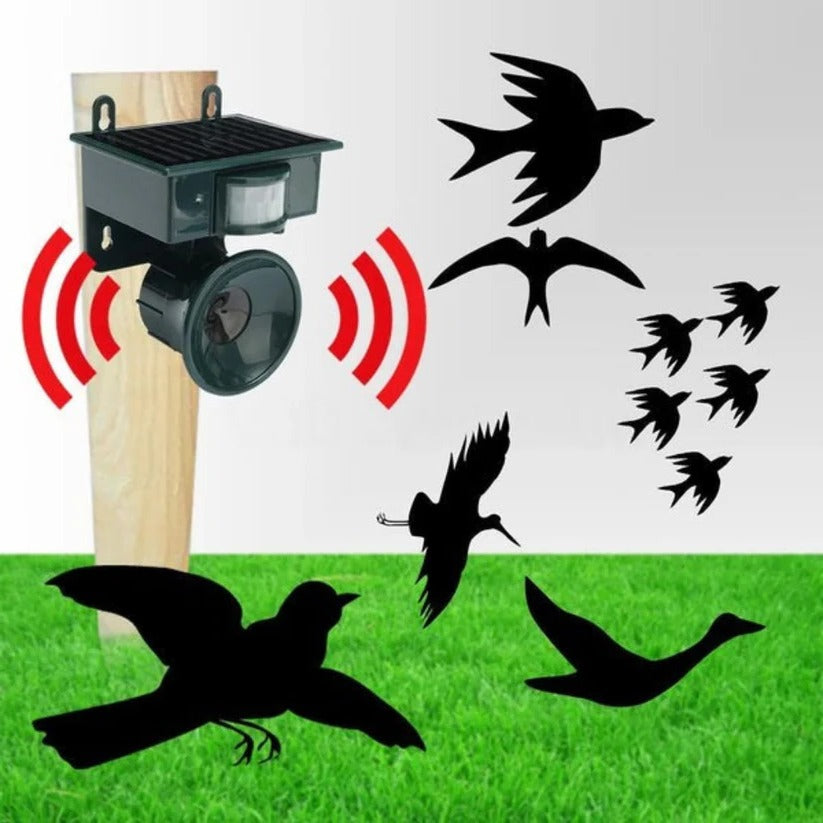 Solar Motion Sensor Bird Repeller with Predator Sound and Adjustable Frequency