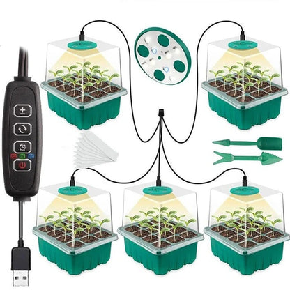 Seed Starter Tray with Full Spectrum Grow Light and Raised Dome Cover