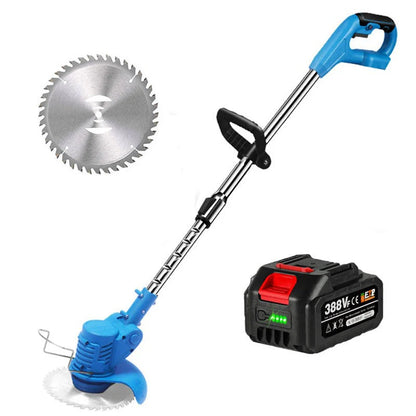 Cordless Grass Trimmer with Adjustable Telescopic Handle and Multi-Angle Cutting Head, Three Interchangeable Blades