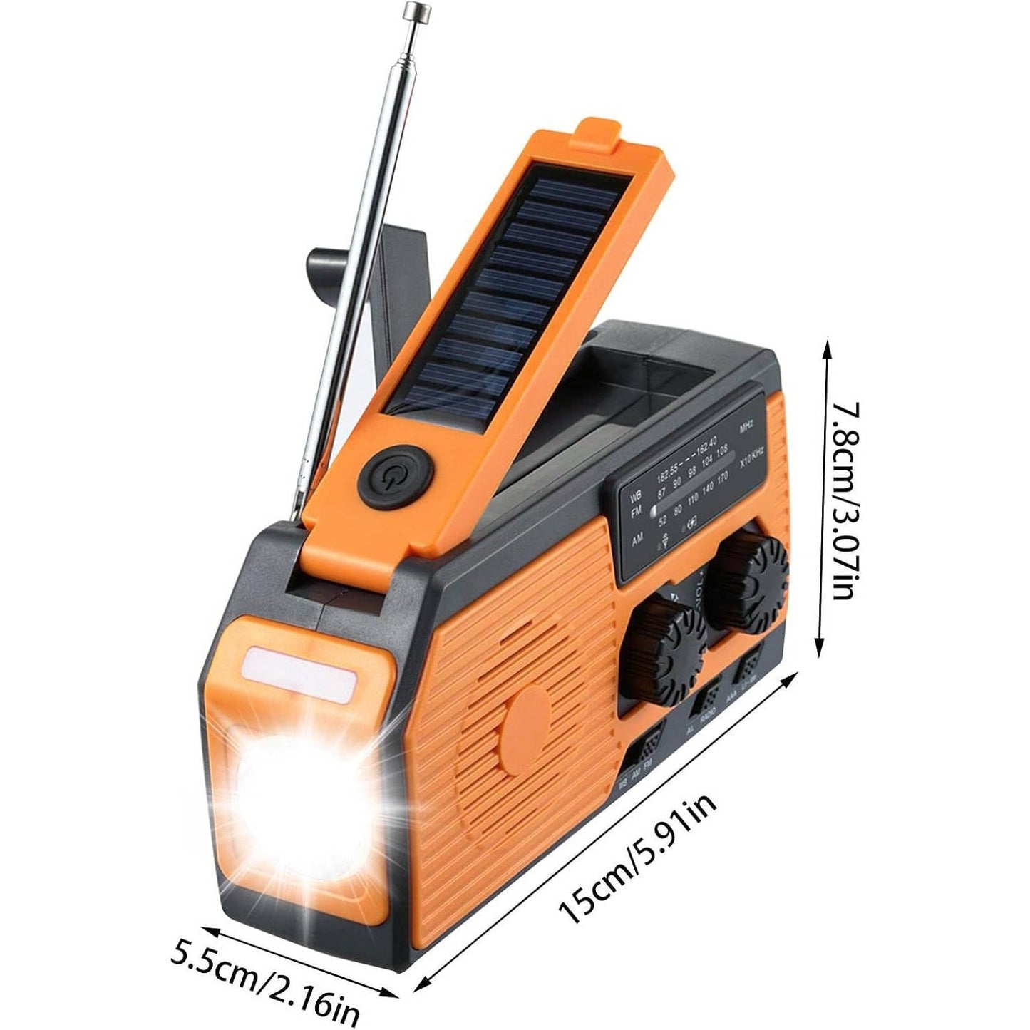 Emergency Radio with Solar Panel and Hand Crank, AM/FM Weather Band