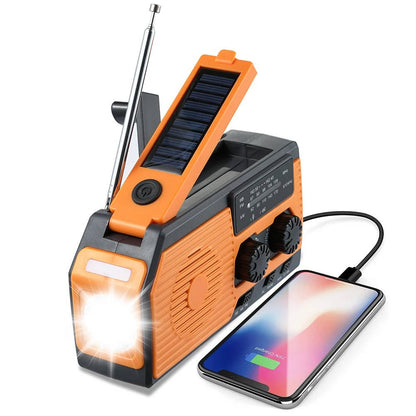 Emergency Radio with Solar Panel and Hand Crank, AM/FM Weather Band