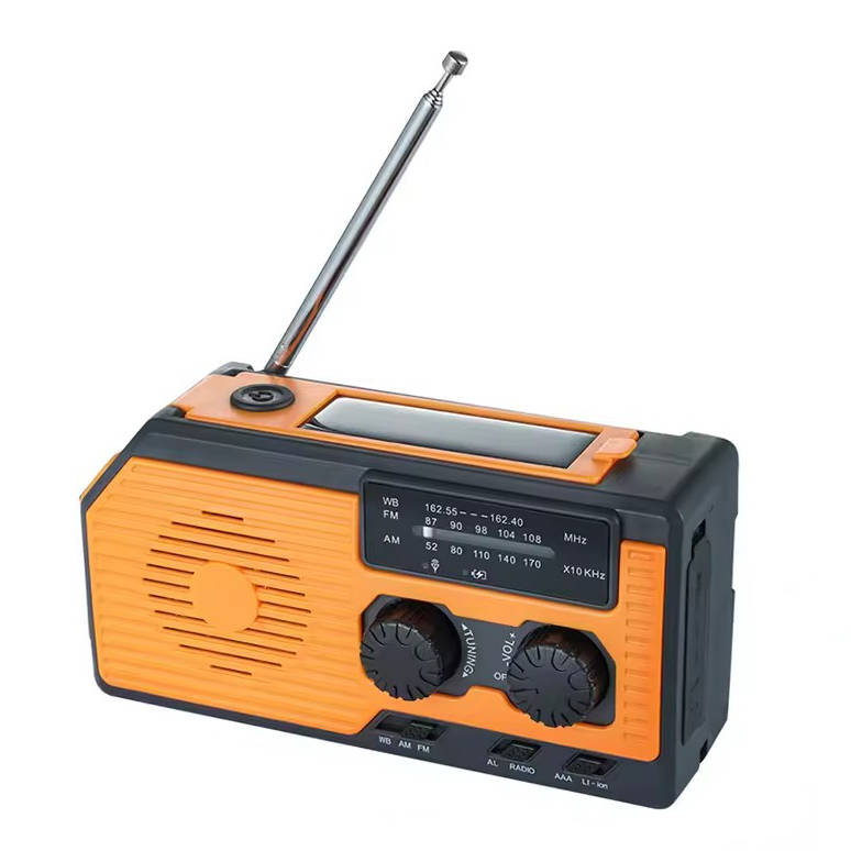 Emergency Radio with Solar Panel and Hand Crank, AM/FM Weather Band
