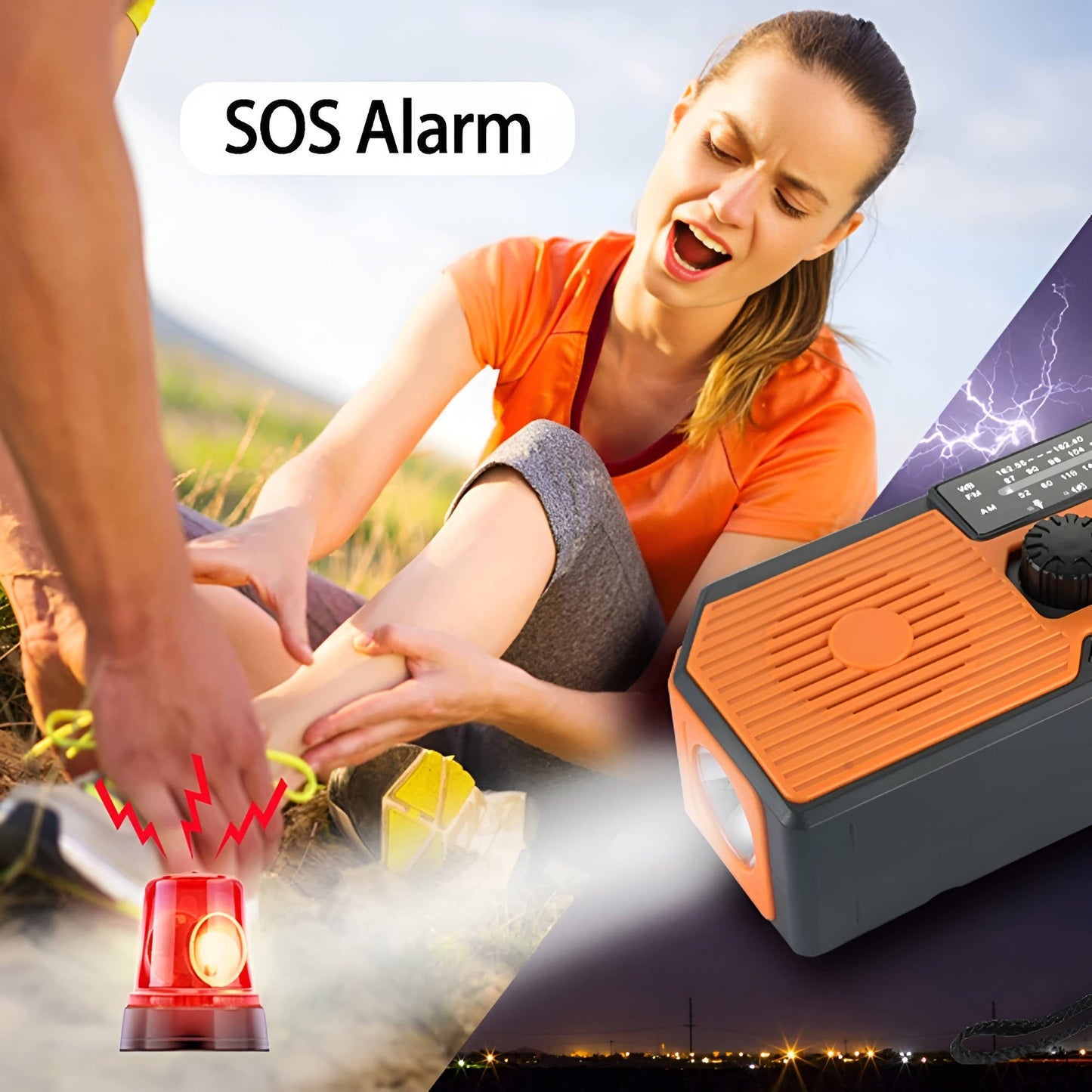Emergency Radio with Solar Panel and Hand Crank, AM/FM Weather Band