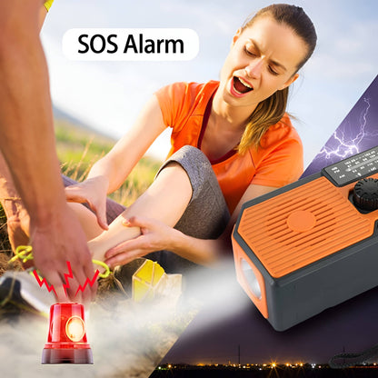 Emergency Radio with Solar Panel and Hand Crank, AM/FM Weather Band