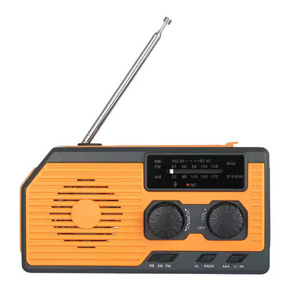 Emergency Radio with Solar Panel and Hand Crank, AM/FM Weather Band