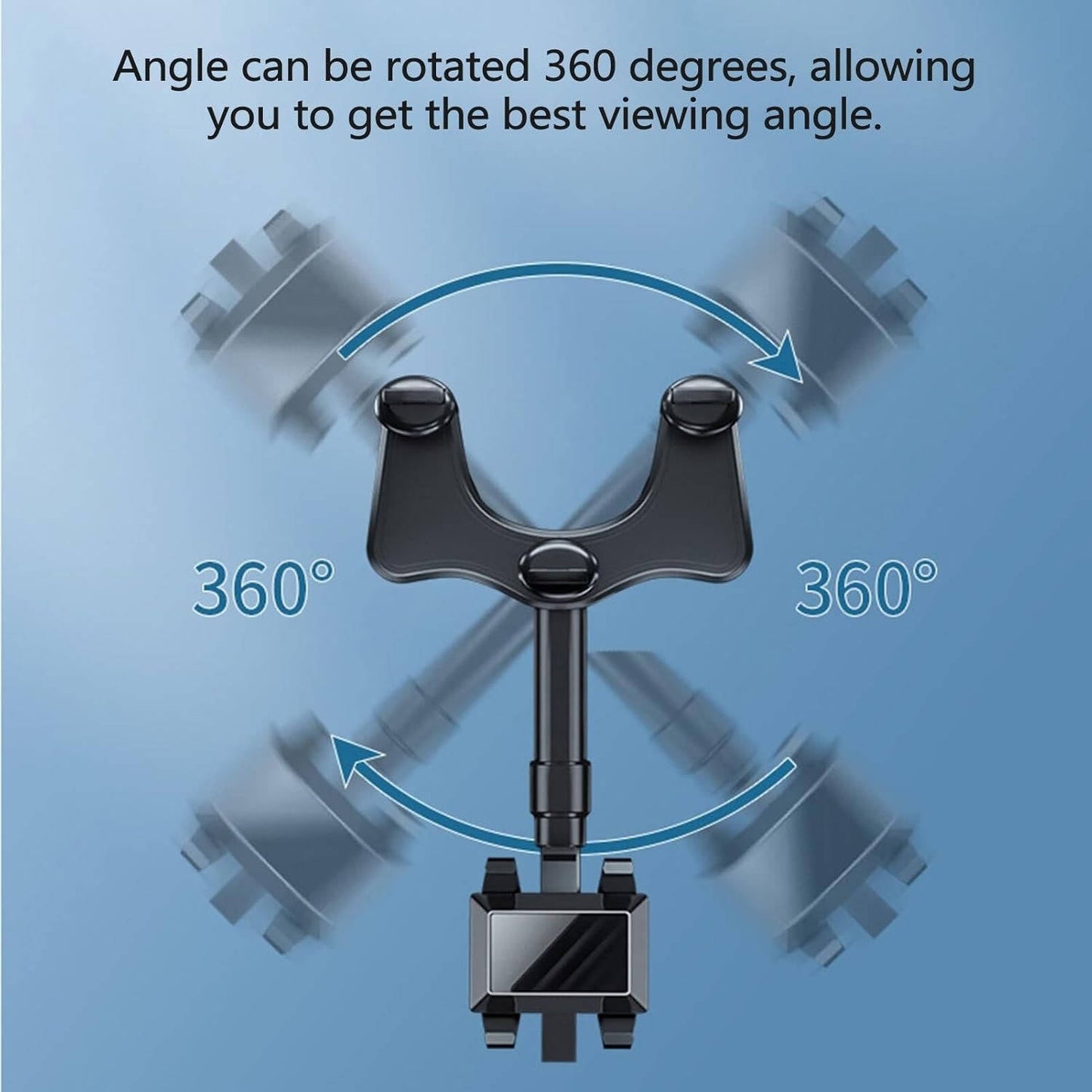 Rearview Mirror Phone Holder with 360 Degree Rotation and Foldable Arm