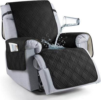 Microfiber Recliner Cover with Waterproof Protection and Pet Hair Release, Adjustable Straps