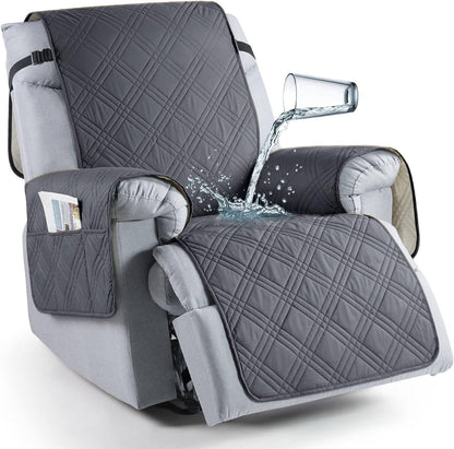 Microfiber Recliner Cover with Waterproof Protection and Pet Hair Release, Adjustable Straps