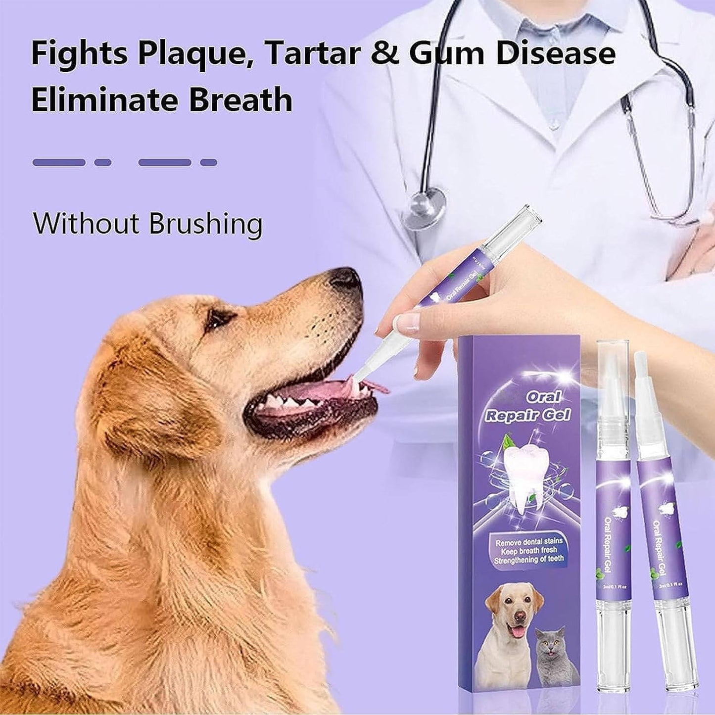 Dog Dental Gel with Enzyme Formula and Botanical Extracts, 3-Pack