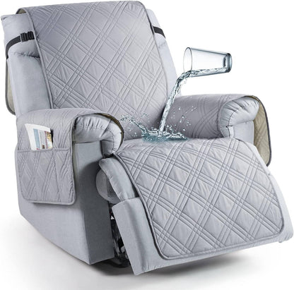 Microfiber Recliner Cover with Waterproof Protection and Pet Hair Release, Adjustable Straps