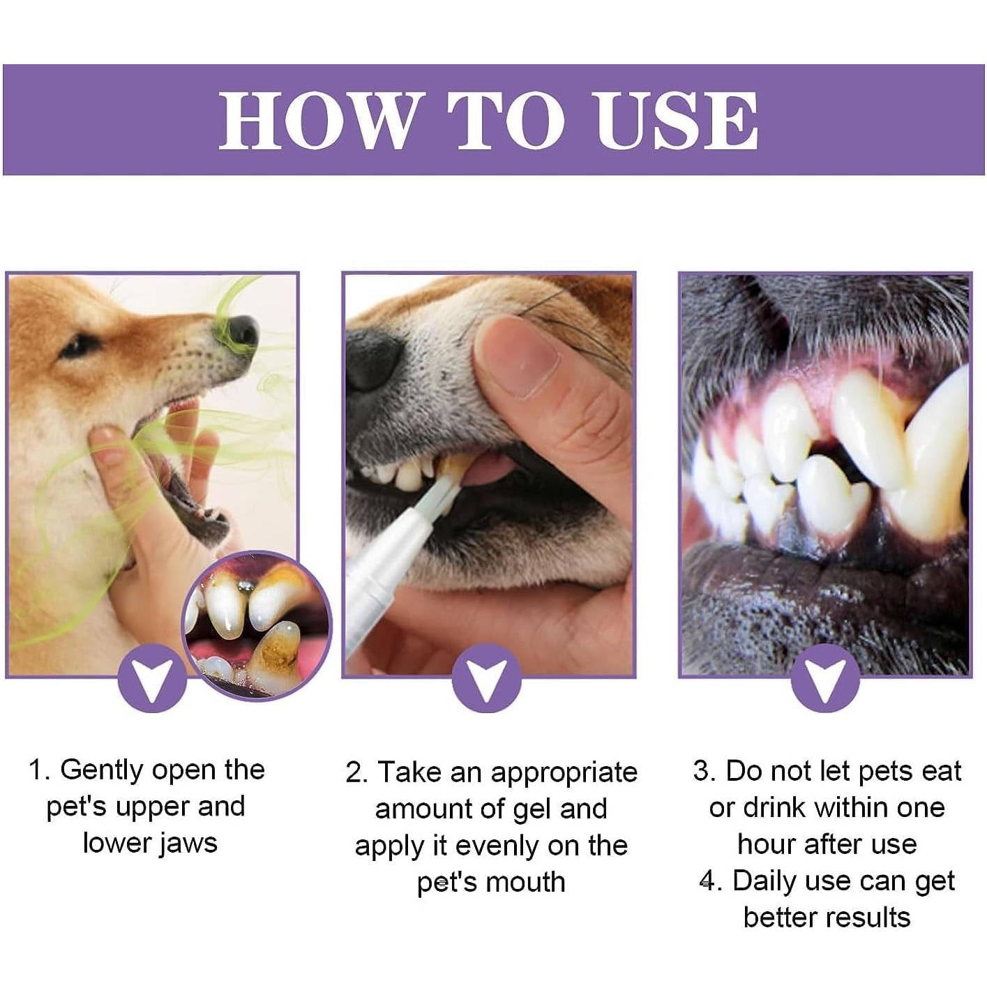 Dog Dental Gel with Enzyme Formula and Botanical Extracts, 3-Pack