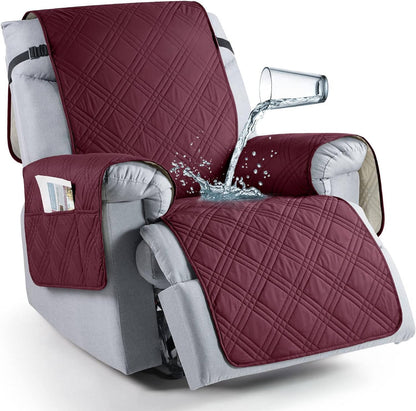 Microfiber Recliner Cover with Waterproof Protection and Pet Hair Release, Adjustable Straps