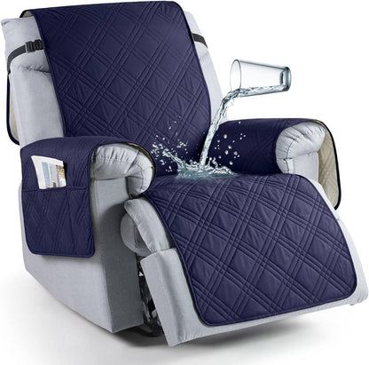 Microfiber Recliner Cover with Waterproof Protection and Pet Hair Release, Adjustable Straps