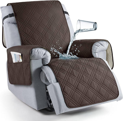 Microfiber Recliner Cover with Waterproof Protection and Pet Hair Release, Adjustable Straps
