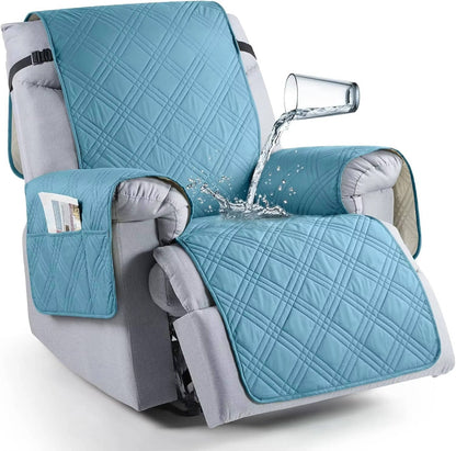 Microfiber Recliner Cover with Waterproof Protection and Pet Hair Release, Adjustable Straps