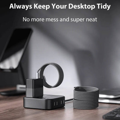 Automatic Magnetic Coiling Charging Cable with Braided Protection and Dual Connector
