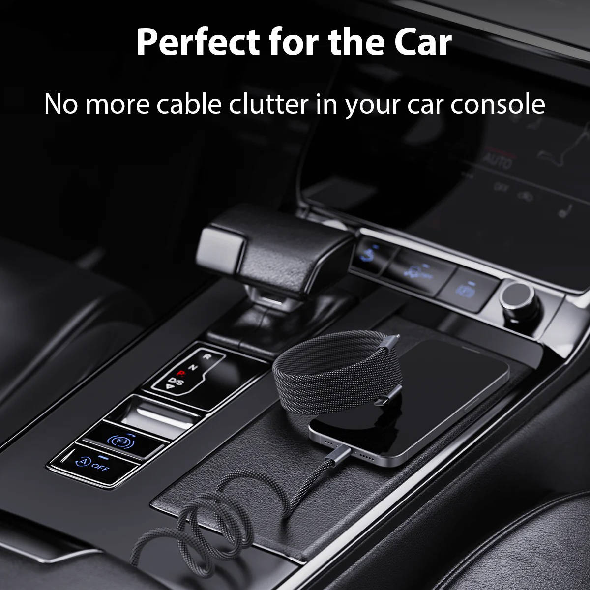 Automatic Magnetic Coiling Charging Cable with Braided Protection and Dual Connector