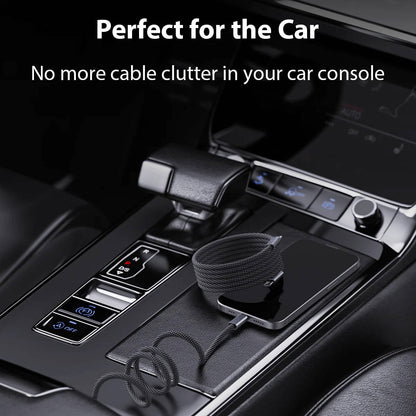 Automatic Magnetic Coiling Charging Cable with Braided Protection and Dual Connector