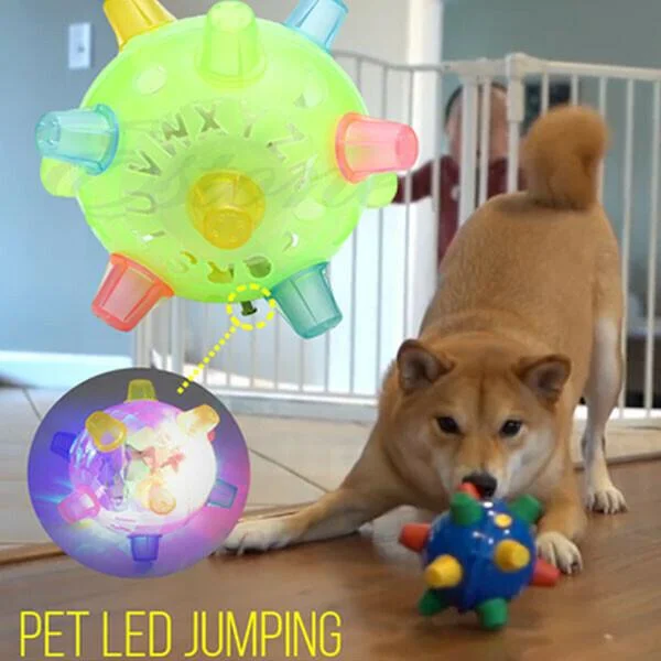 Interactive Jumping Ball for Dogs with LED Lights and Sound Activation