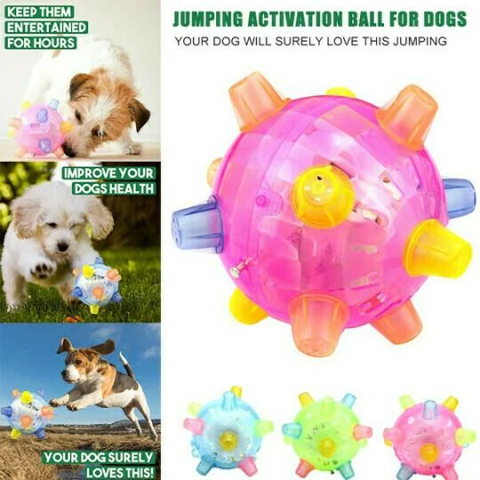 Interactive Jumping Ball for Dogs with LED Lights and Sound Activation