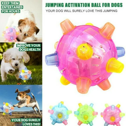 Interactive Jumping Ball for Dogs with LED Lights and Sound Activation