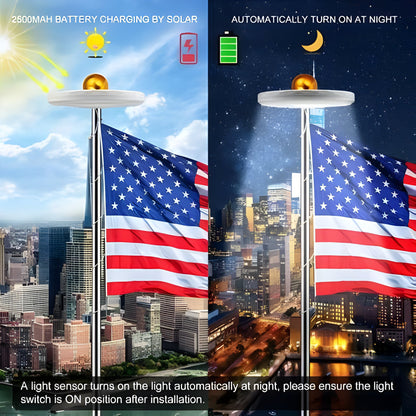 Solar Flagpole Light with 26 LED and Automatic Dusk to Dawn Sensor, IP67 Weatherproof