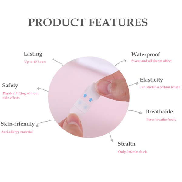 Transparent Skin Lifting Tape with Instant Wrinkle Smoothing, 40 Pieces