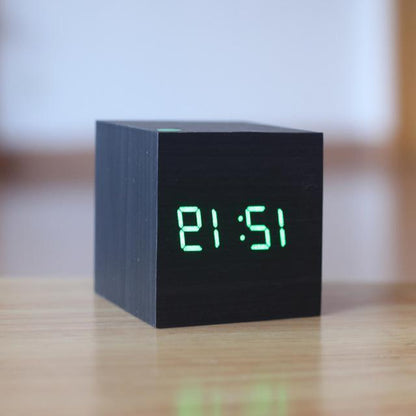 Digital Wood Clock with Luminous Display and Minimalist Design