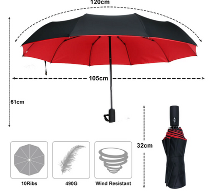Compact Windproof Umbrella with Reinforced Fiberglass Frame and Quick-Dry Canopy