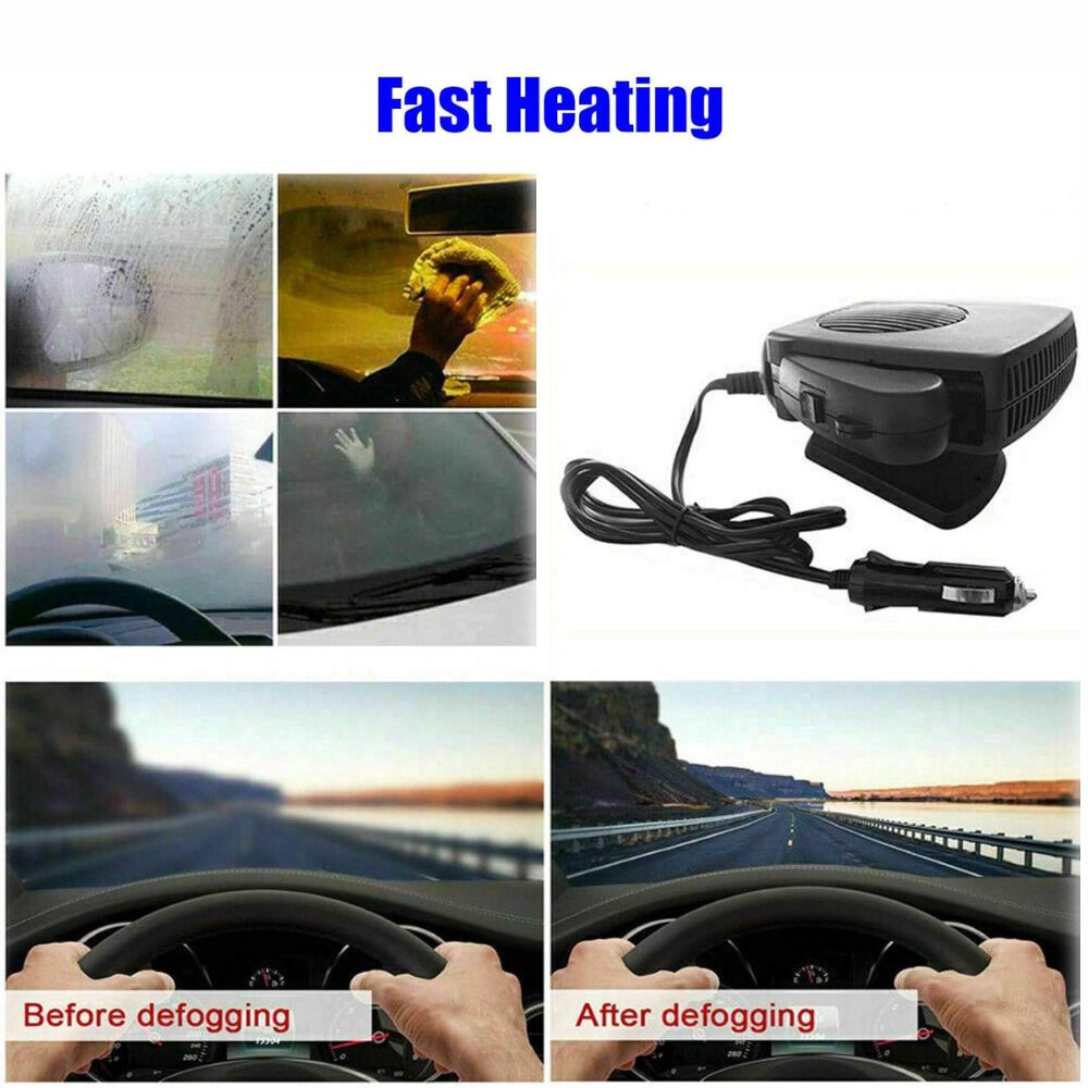 Portable Ceramic Car Heater with Dual Heat and Fan Modes, 150-300W