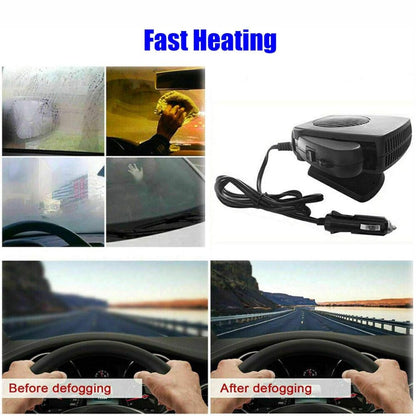 Portable Ceramic Car Heater with Dual Heat and Fan Modes, 150-300W