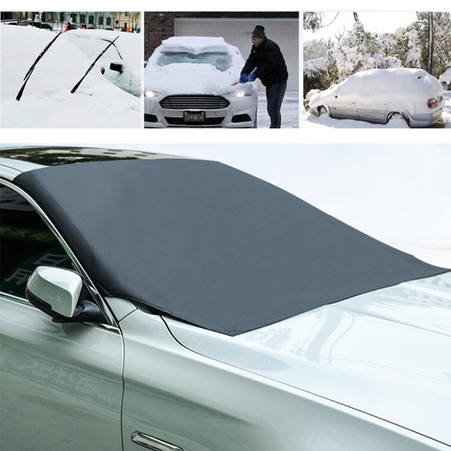 Windshield Ice and Snow Cover with Magnetic Attachment and Side Straps