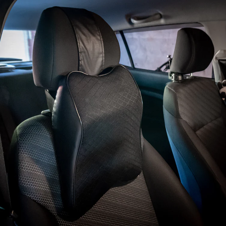 Memory Foam Car Seat Headrest Cushion with Removable Washable Cover and Ergonomic Neck Support