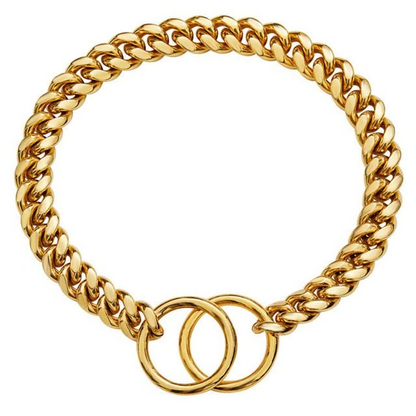 Steel Chain Collar for Dogs with Solid Links and Polished Finish, Heavy Duty