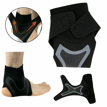 Ankle Support Sleeve with Adjustable Compression Wrap and Neoprene Construction