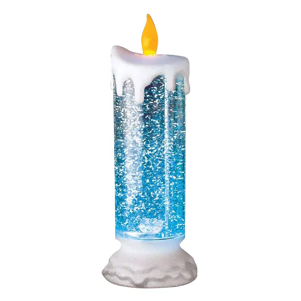 Color Changing LED Candle with Rotating Glitter and Warm Flicker, USB or Battery Power