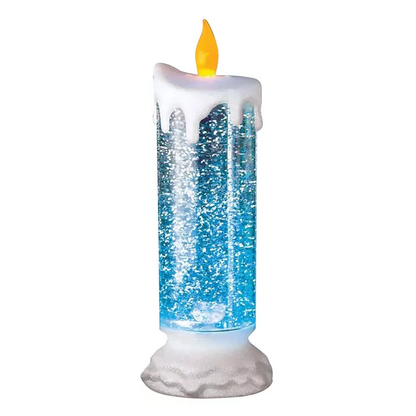 Color Changing LED Candle with Rotating Glitter and Warm Flicker, USB or Battery Power