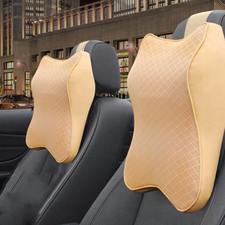 Memory Foam Car Seat Headrest Cushion with Removable Washable Cover and Ergonomic Neck Support