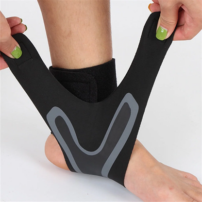 Ankle Support Sleeve with Adjustable Compression Wrap and Neoprene Construction