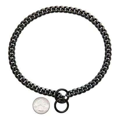 Steel Chain Collar for Dogs with Solid Links and Polished Finish, Heavy Duty