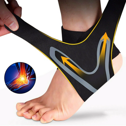 Ankle Support Sleeve with Adjustable Compression Wrap and Neoprene Construction