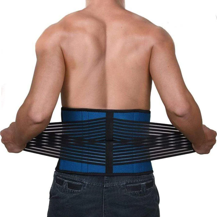Adjustable Lumbar Support Brace with Dual Compression Straps and Reinforced Rear Panel