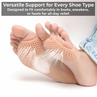 Gel Metatarsal Pads with Ventilation Pores and Washable Design for Forefoot Pressure