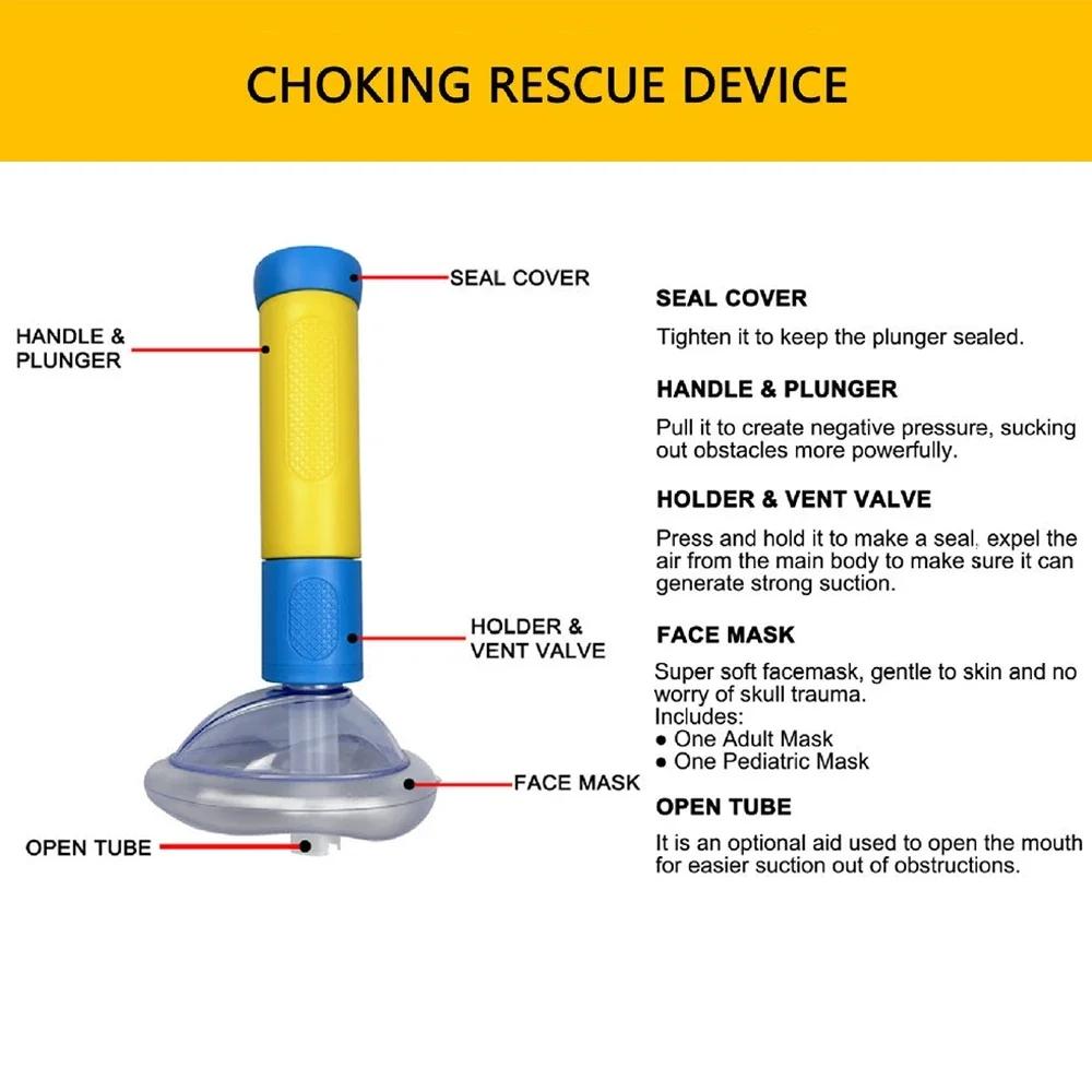 Airway Obstruction Removal Tool with Spring Loaded Plunger and Airtight Mask Seal